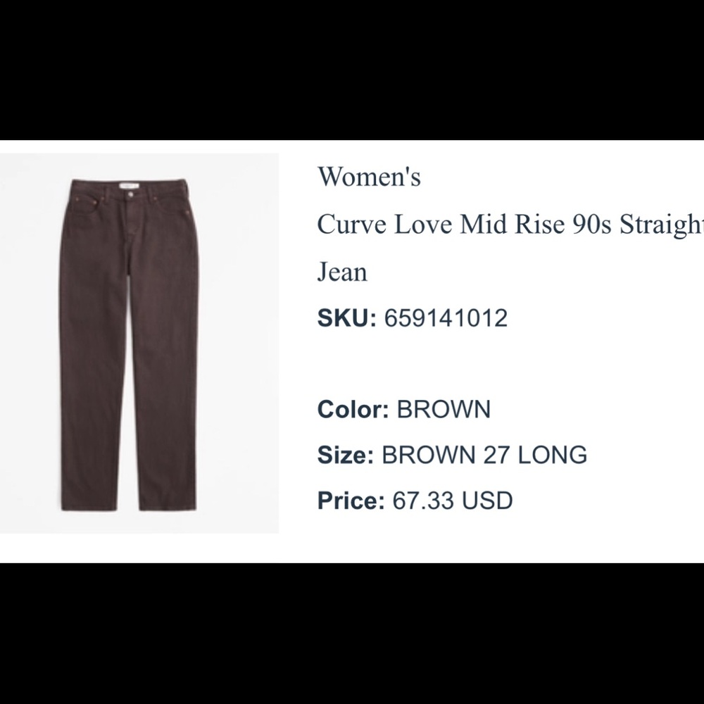Abercrombie & Fitch 90s Straight Mid Rise Curve Love Jeans